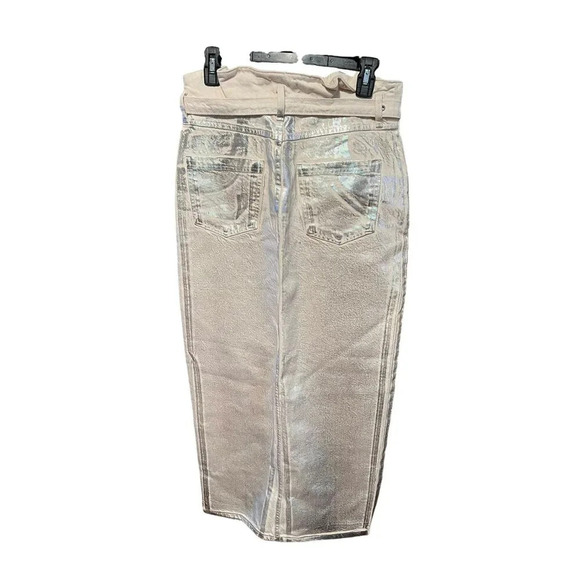 Zara Metallic Midi Skirt with slit Size Medium NWT - Picture 4 of 6
